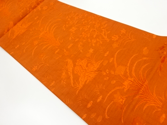 ふくれ織草花模様織出し全通袋帯